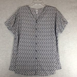 CATHERINE’S Easy Wear Easy Care Flowy A-Line Flutter Sleeves Button Up Shirt